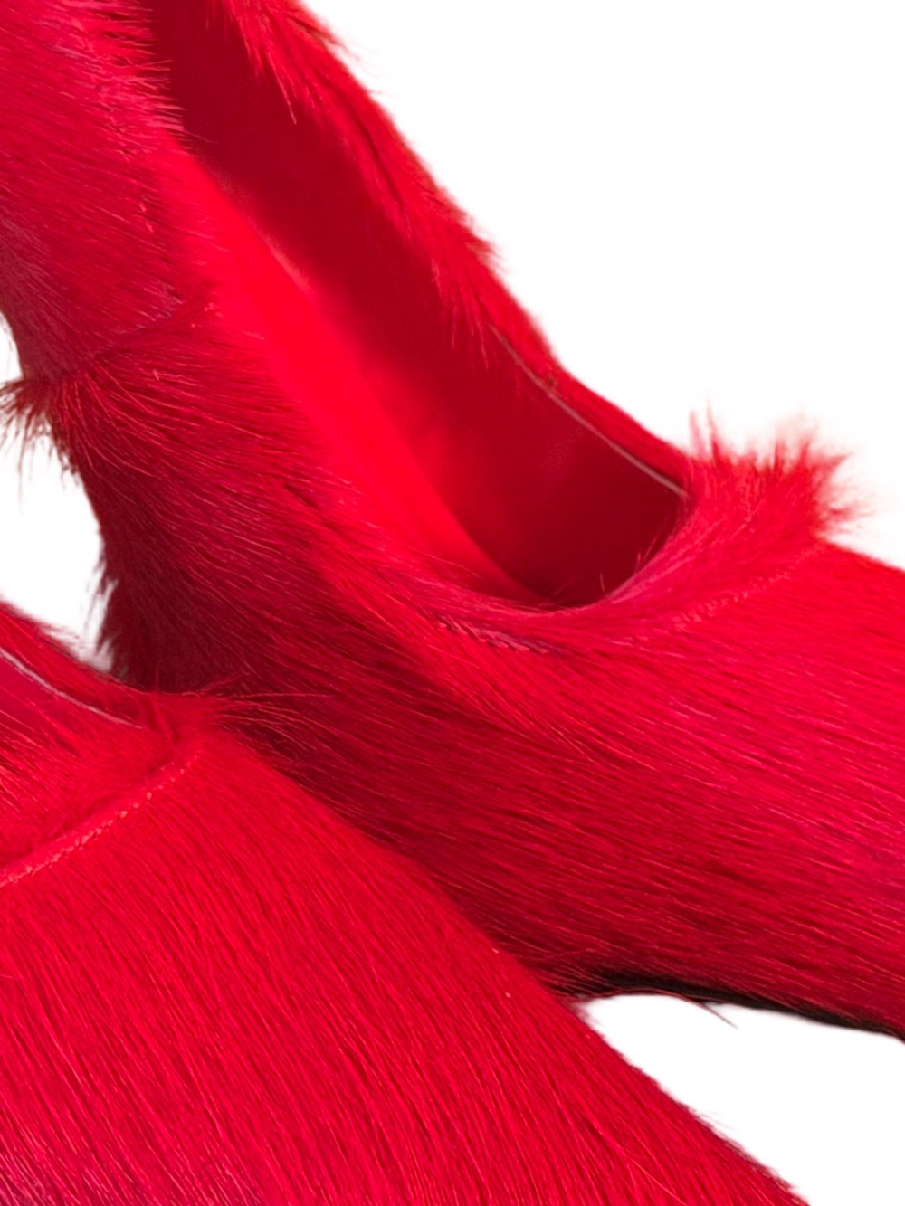 Azalea Wang NWT Stunning Red Dyed Cow Fur Pointed Toe Stiletto Pumps (SH411) - Picture 5 of 11